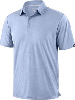 Men's Light Blue Golf Shirt Short Sleeve Dry Fit Moisture Wicking Polo Top Activ